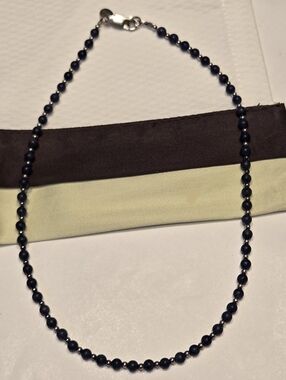 Emily Ray Vintage Blue And Silver Beaded Necklace